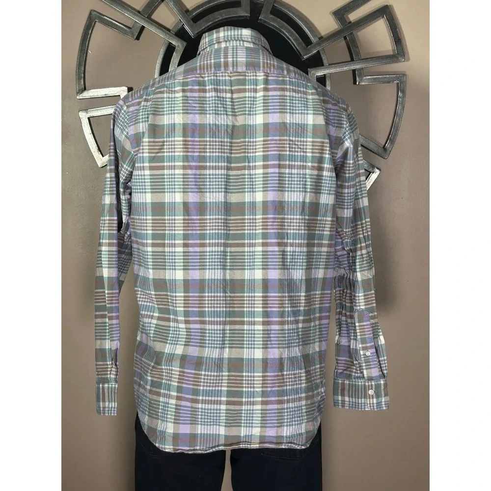 Polo Ralph Lauren Mens Large Classic Fit Plaid Cotton Button Down Shirt Purple
